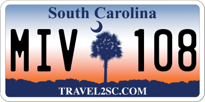SC license plate MIV108