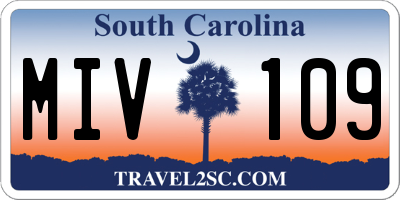 SC license plate MIV109