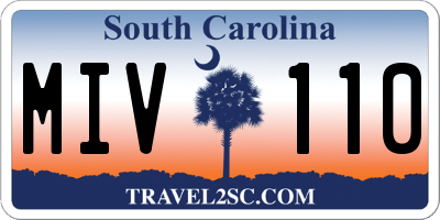 SC license plate MIV110