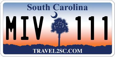 SC license plate MIV111
