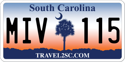 SC license plate MIV115