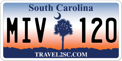 SC license plate MIV120