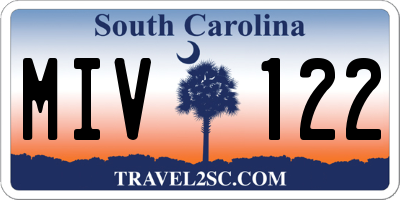 SC license plate MIV122