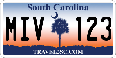 SC license plate MIV123