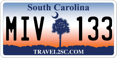 SC license plate MIV133