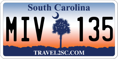 SC license plate MIV135