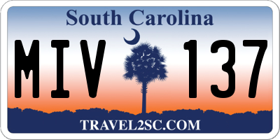 SC license plate MIV137