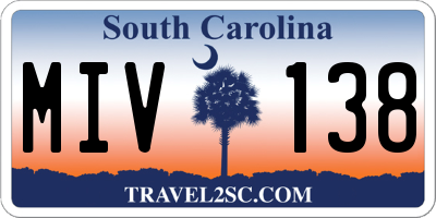SC license plate MIV138