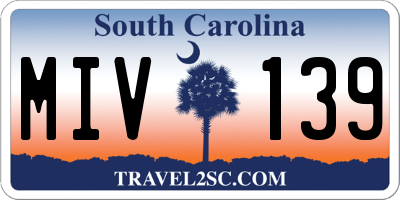 SC license plate MIV139