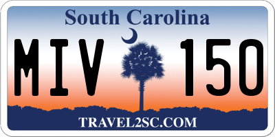 SC license plate MIV150
