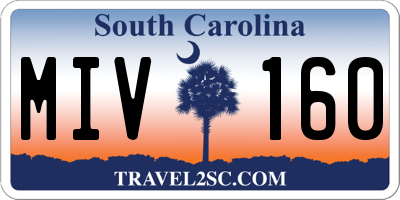 SC license plate MIV160