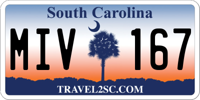 SC license plate MIV167