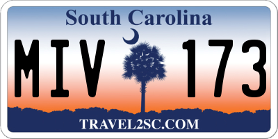 SC license plate MIV173