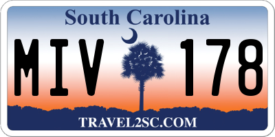SC license plate MIV178