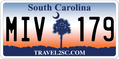 SC license plate MIV179