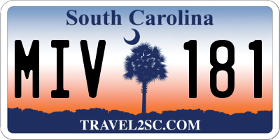 SC license plate MIV181