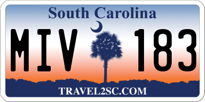 SC license plate MIV183