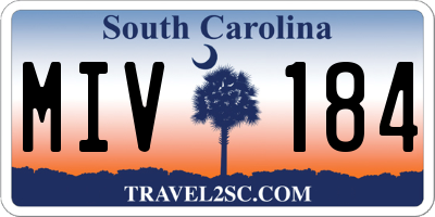 SC license plate MIV184