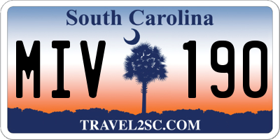 SC license plate MIV190