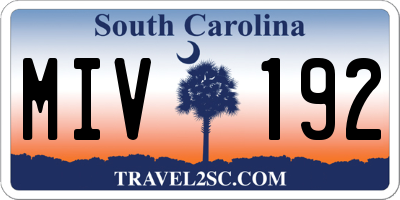 SC license plate MIV192