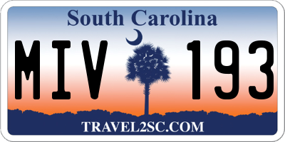 SC license plate MIV193