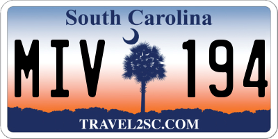 SC license plate MIV194