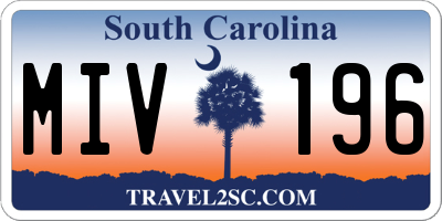 SC license plate MIV196