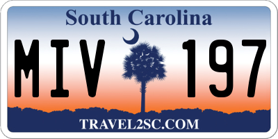 SC license plate MIV197
