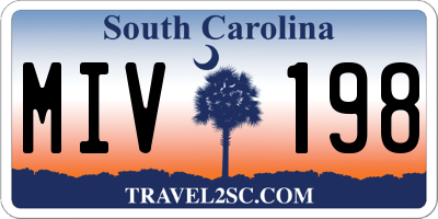 SC license plate MIV198