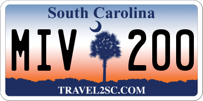 SC license plate MIV200