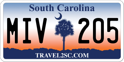 SC license plate MIV205