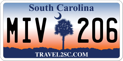 SC license plate MIV206