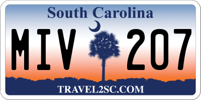 SC license plate MIV207