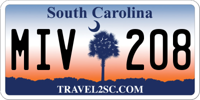 SC license plate MIV208