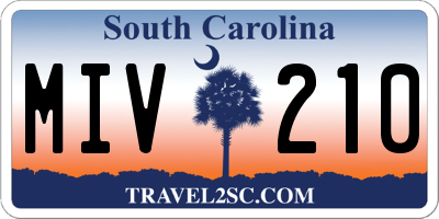 SC license plate MIV210