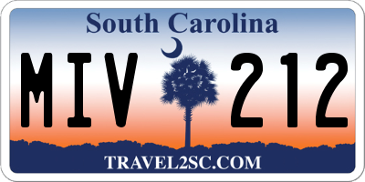 SC license plate MIV212
