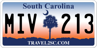 SC license plate MIV213