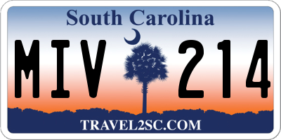 SC license plate MIV214