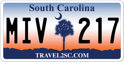 SC license plate MIV217