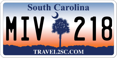 SC license plate MIV218