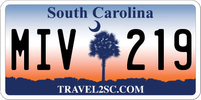 SC license plate MIV219