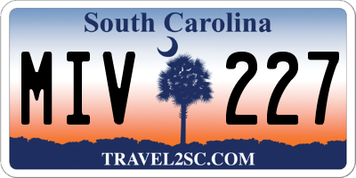 SC license plate MIV227