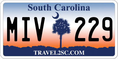 SC license plate MIV229