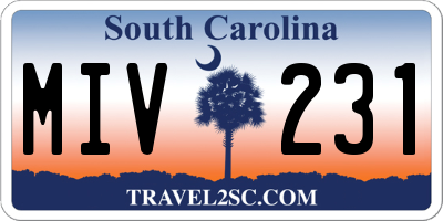 SC license plate MIV231