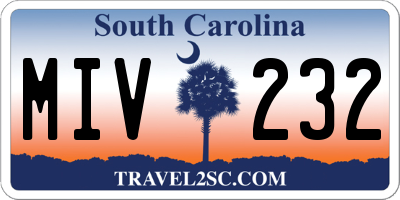 SC license plate MIV232