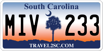 SC license plate MIV233