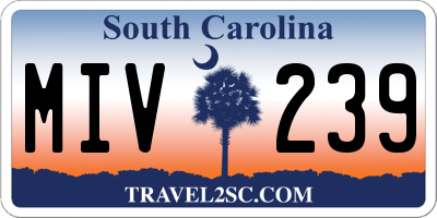 SC license plate MIV239
