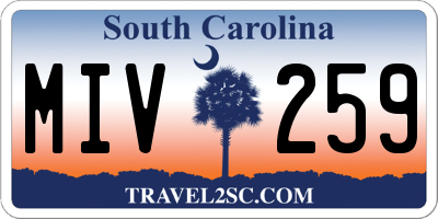 SC license plate MIV259