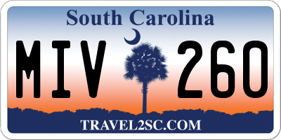 SC license plate MIV260