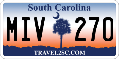 SC license plate MIV270